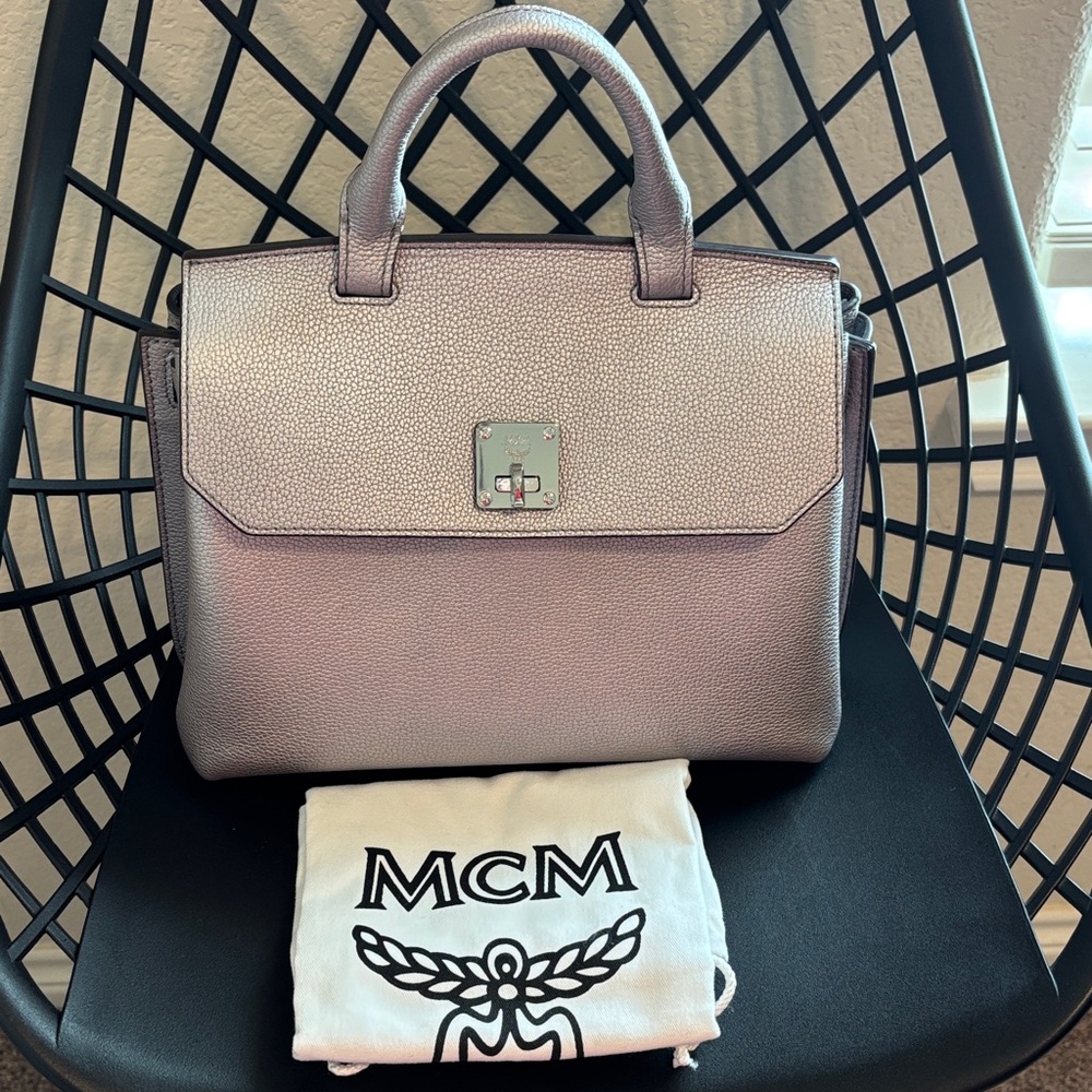 MCM Milla Silver Leather Backpack Bag
Convertible MCM Purse